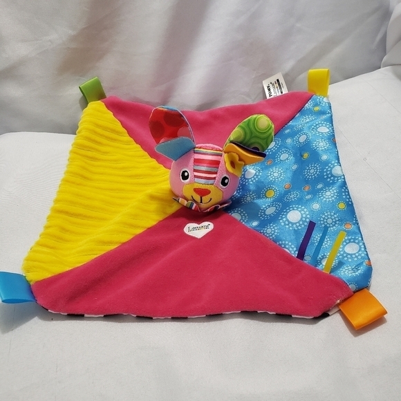 Lamaze Rainbow Bunny Rabbit Lovey Mini Security Blanket Satin Ribbed Chime - Picture 5 of 10